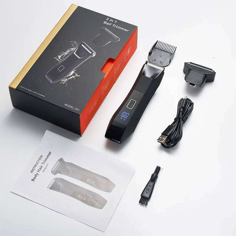 RESUXI 351 2 in 1 Hair Trimmer Men's Body Grooming Clipper Groin Pubic Epilator Ceramic Blade Waterproof Male Razor Shaver