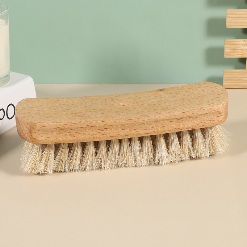 Pig hair solid wood shoe brush multifunctional non damaging shoe leather shoe leather care dust removal and oiling household cleaning brush care brush