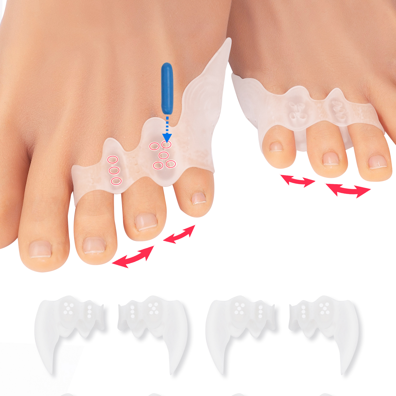 Gel Toe Separators for Overlapping Toes, Bunions, Big Toe Alignment, Corrector and Spacer