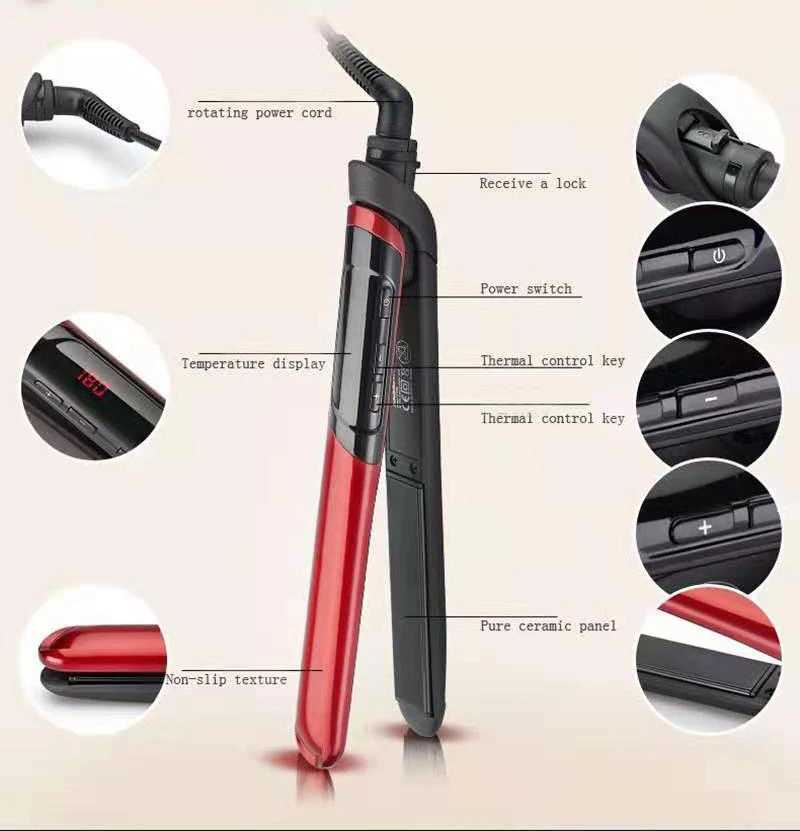 Hair Iron Flat 2-in-1 ceramic coating Hair straightener comb hair Curler beauty care Iron healthy beauty curling irons flat iron W250610