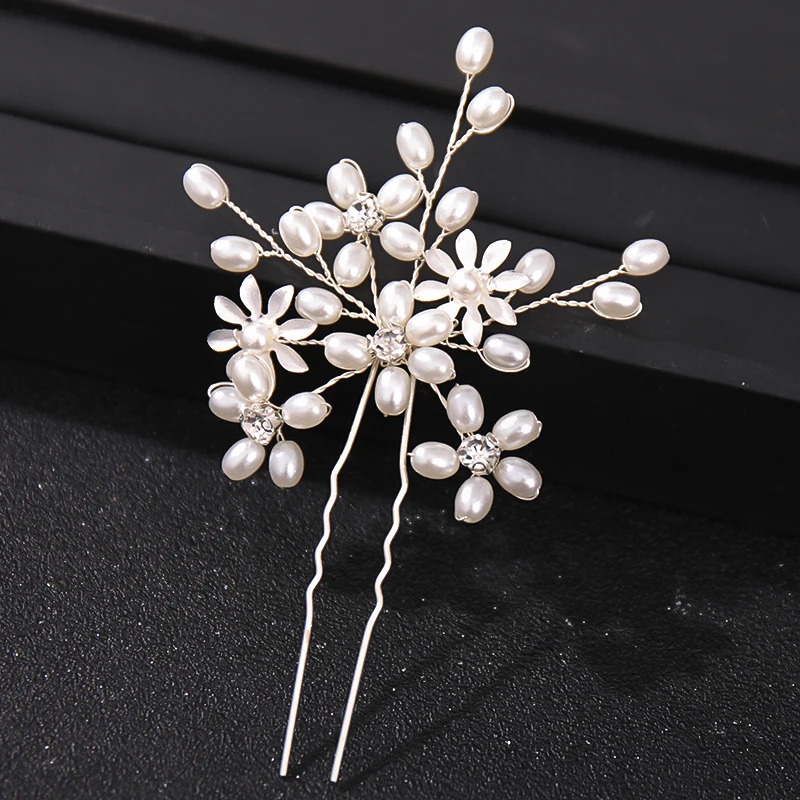 Fashion Crystal Pearl Rhinestone Hairpins Stick Hair Clip For Women Bridal Hair Accessories Party Wedding Hair Clips Jewelry 250610
