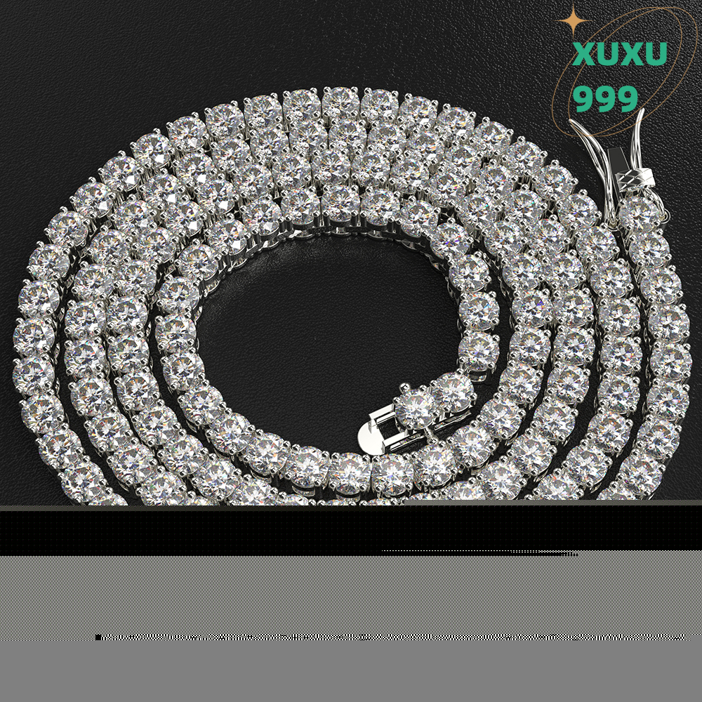 OACOCA Out Hip Hop Fine Jewelry VVS Lab Grown Diamond Moissanite Tennis Chain Necklace 2mm 3mm 4mm 5mm 925 Sterling Silver Hiphop