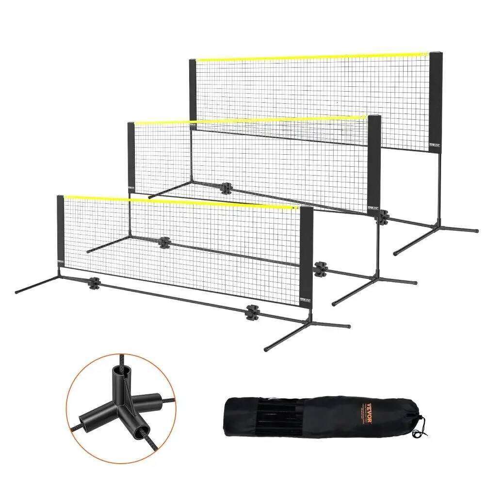 Badminton Volleyball Pickleball Tennis Net Set Adjustable Portable Foldable with Poles Carry Bag for Indoor Outdoor Use