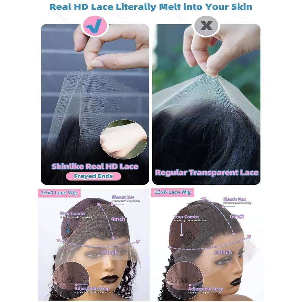 30 Inch Loose 13x6 HD Front Human Hair Brazilian 250% Water Deep Wave Wigs 13x4 Lace Frontal Wig For Women