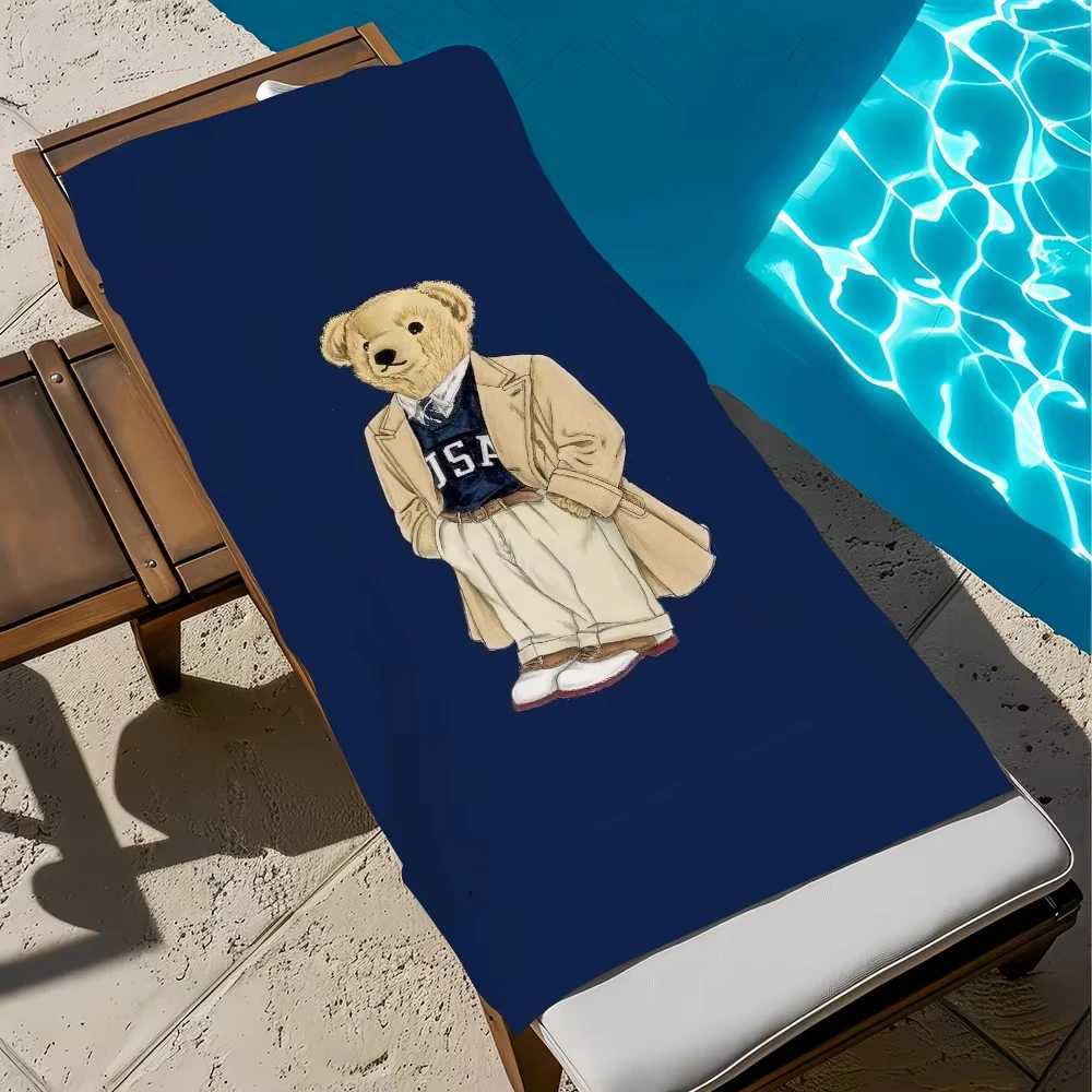 Fashion P-polo Bears Printed Towel Pool Beach Portable Quick Dry Sand Outdoor Swimming Travel Blanket Thin Mat Bath Towels S25610