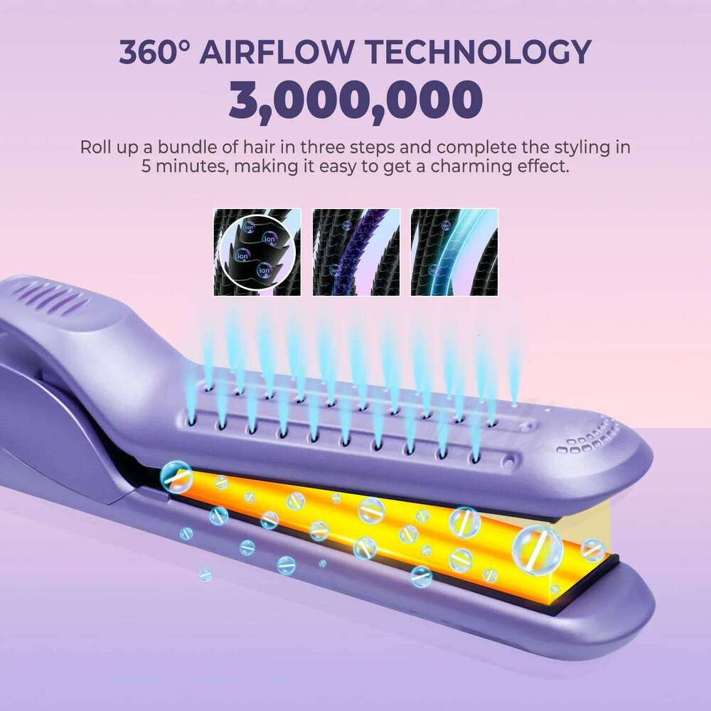Standard 360° Airflow Styler 2 in 1 Curling Wand & Titanium Flat Cool Air Straightener Iron Professional Hair Curler