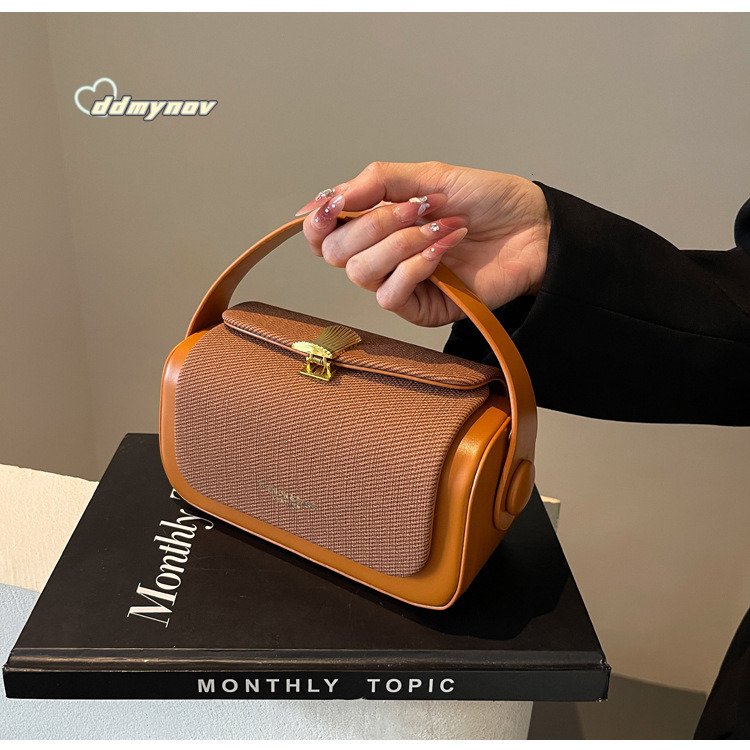 Minimalist Color-Block Small Square for Women, New Fashion Handbag, Versatile Shoulder and Crossbody Bag ddmynov