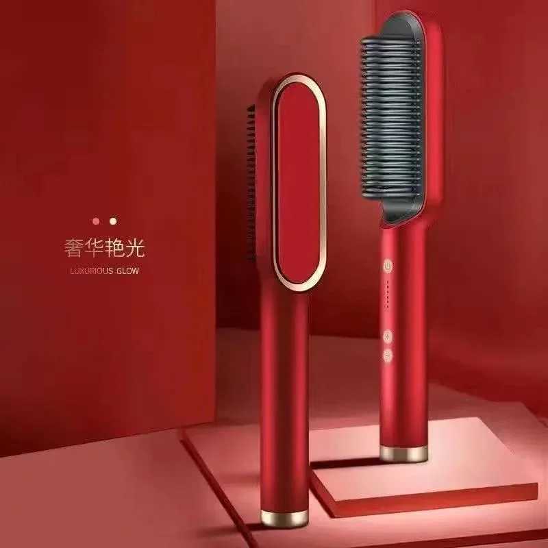 Professional Hair Straightener Curler Brush Ceramic Electric Straighten Beard Brush Fast Heating Curler Straightener Comb Styler W250610