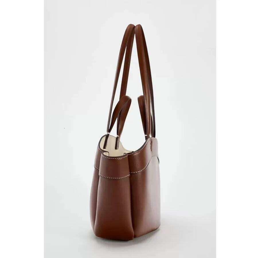 Large Capacity Women Shoulder Bags Solid Color Design Lady Handbags Fashion Pu Leather Daily Commuter Tote Trend Two Bag Set
