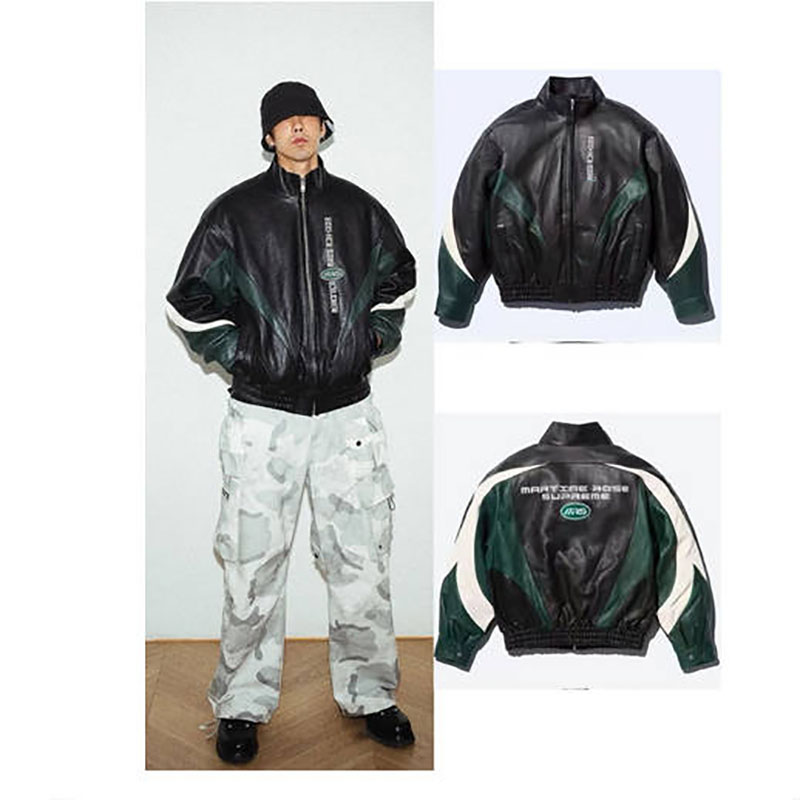 Designer Men's Motorcycle Jacket Premium Puff Print Windproof Outdoor Riding Jacket Hustle Leather Top M-XL