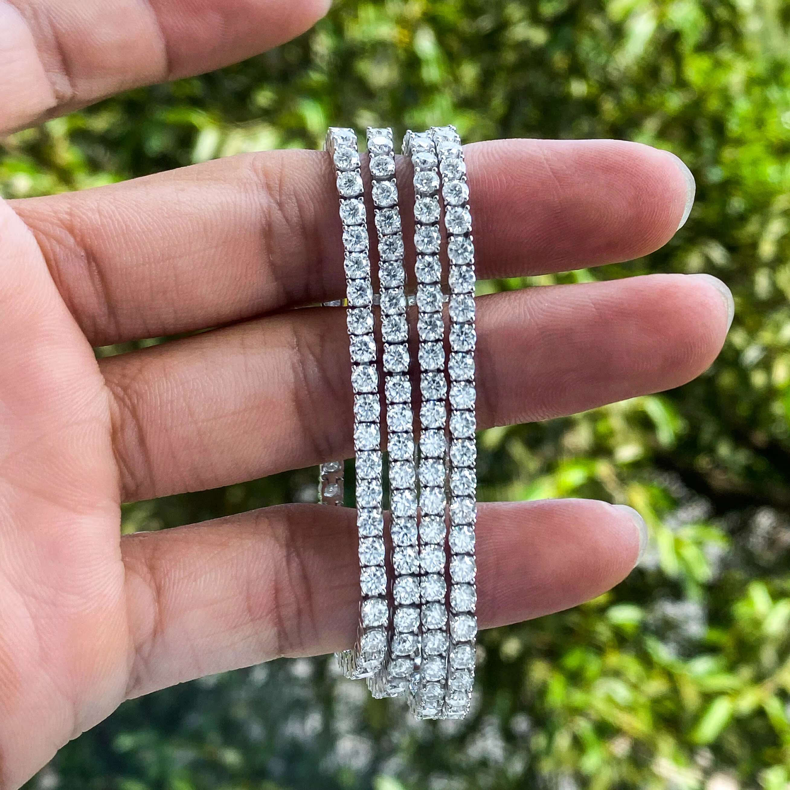OACOCA In Stock Ice Out 2mm 3mm 4mm 5mm 6mm Moissanite Tennis Chain Necklace Men 925 Sterling Silver Hip Hop Jewelry