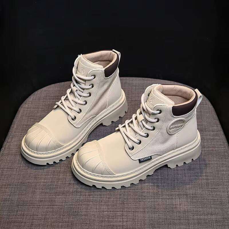 New Canvas Shell Head Casual Short Boots, Work Suit Boots with Thick Sole, Tall and Slim PU Adult Men Winter Shoes Rubber