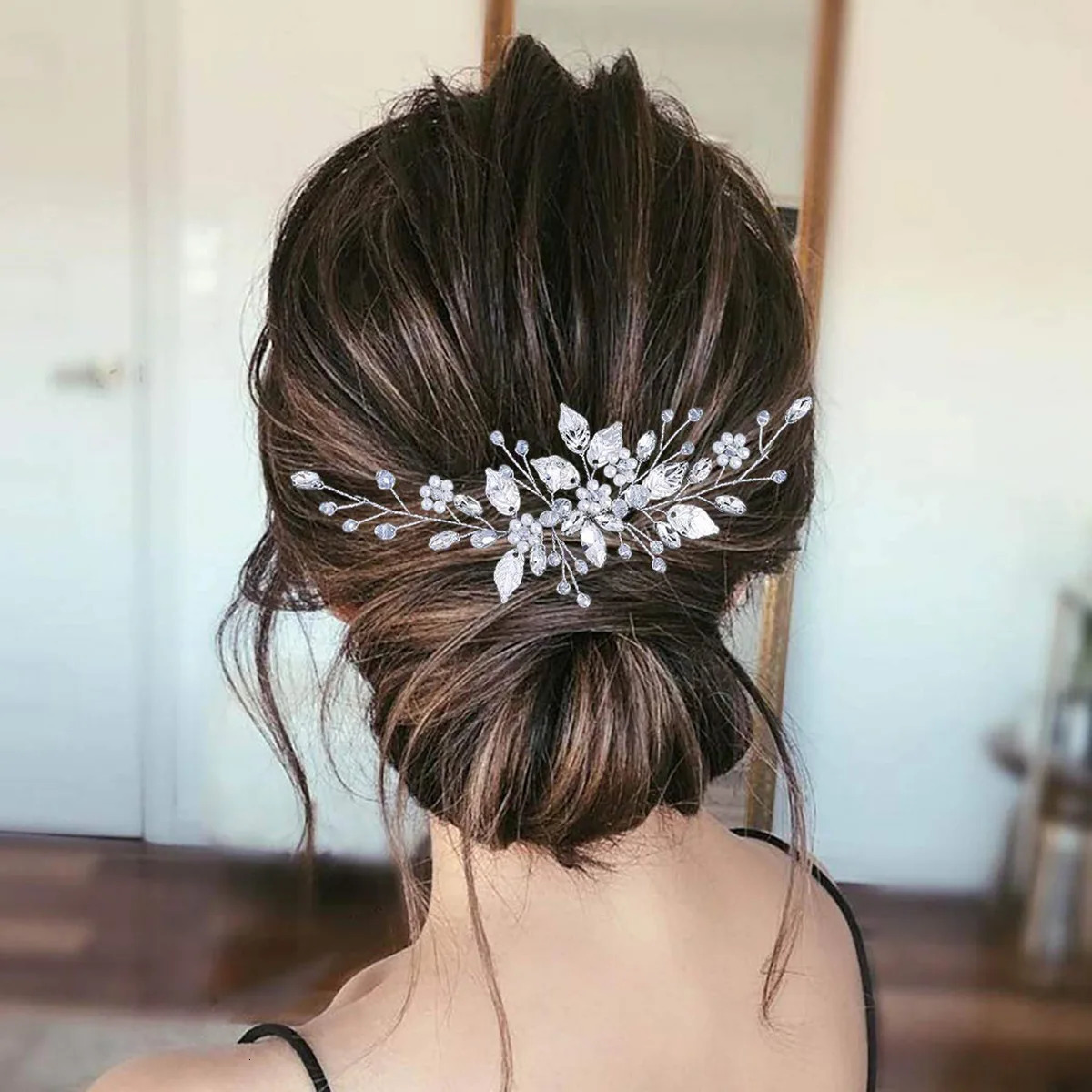 Crystal Pearl Hair Comb Clip Pin Alloy Leaf Hair Comb Handmade Headband Tiara For Women Bride Wedding Hair Accessories Jewelry 250610