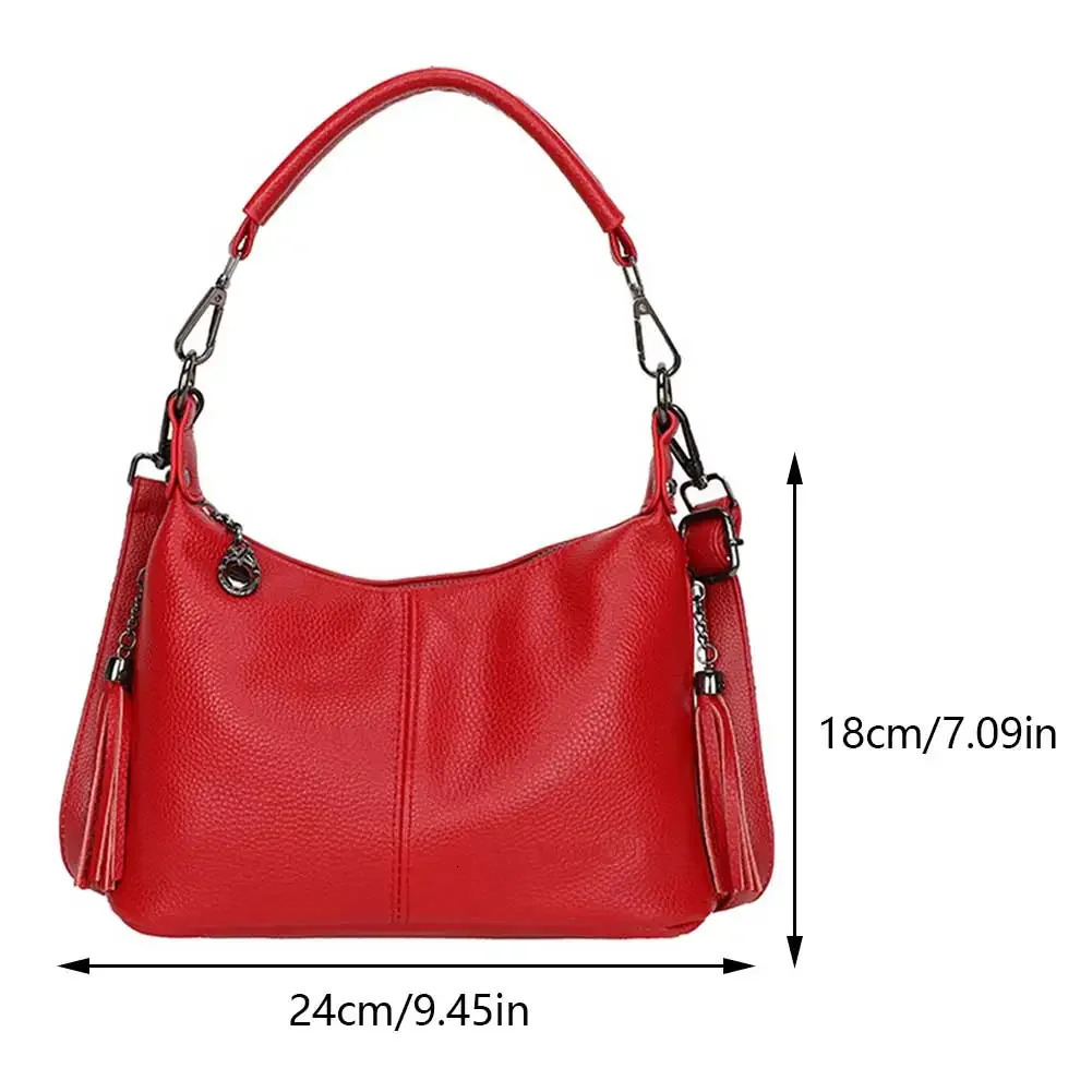 Women Fashion Shoulder Bag Large Capacity Cowhide Stylish Crossbody Bag Adjustable Strap Retro Armpit Bag for Outdoor Travel 250606