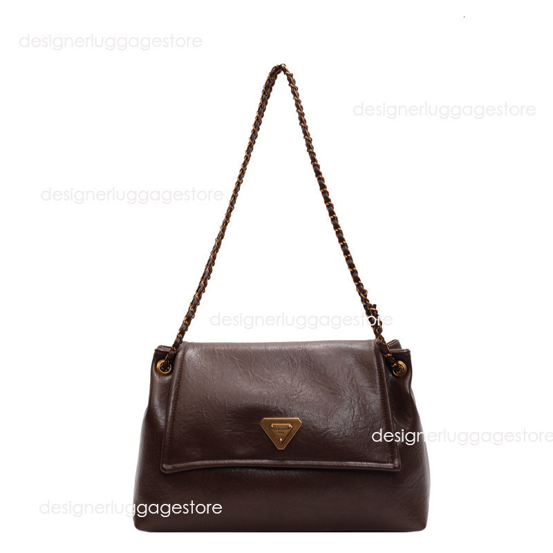 designer Vintage Large Capacity Shoulder Bag for Women 2025 New Chain Underarm Bag Soft Leather Texture Commuter Handbag Crossbody Bag