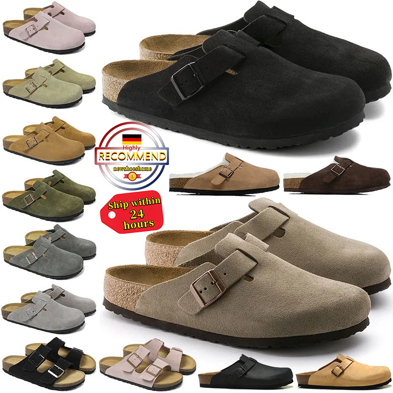 Designer Clogs Women Mens Sandals Slippers Mules Cork Flat Soft Fluffy DHgate. Fashion Suede Taupe Summer Leather Black Blue Grey Slide Beach Casual Shoes