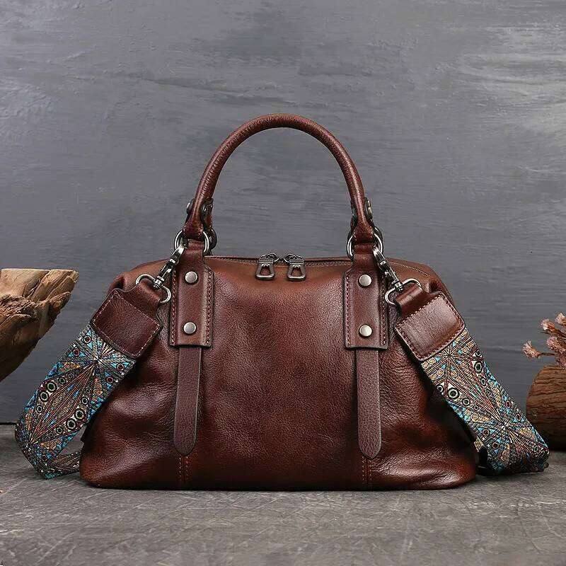 Johnature Genuine Leather Casual Tote 2025 New Vintage Large Capacity Women Bag Soft Real Cowhide Business Handbag Shoulder Bags