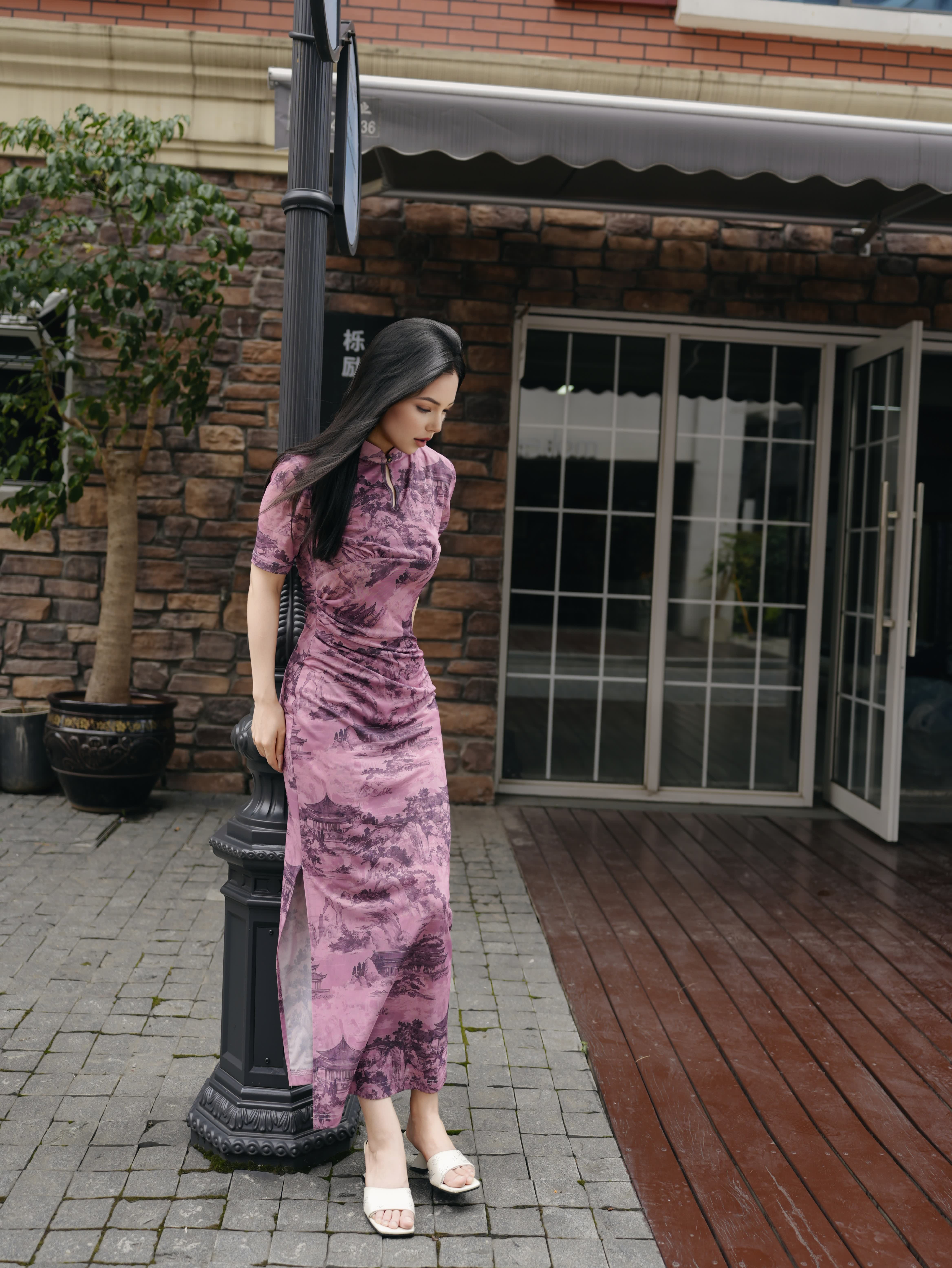 HZHJ New Original Designer Pink Charm Dress with Retro and White Appearance