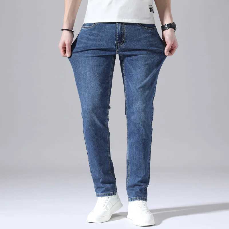 KSTUN Slim Straight Jeans Men Denim Pants Casual Regular Fitness Mens Trousers Light Blue 2025 Summer Mens Clothing Cowboys M250610