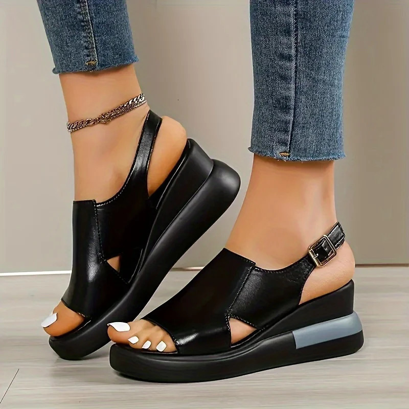2025 Comfortable Platform Wedge Sandals Suitable for Womens Open Toe All Season Casual Shoes Suitable for Daily Wear 250604