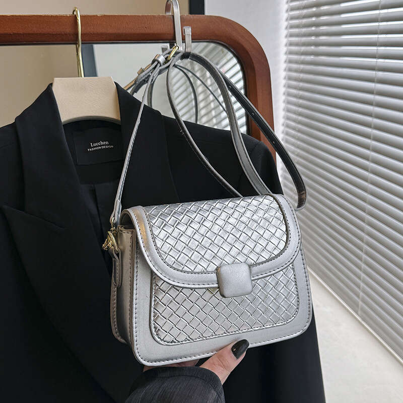 2024 New Fashion Trend Imitation Woven Fabric Texture Small Square Simple Versatile Shoulder Crossbody Bag GUHUISHU