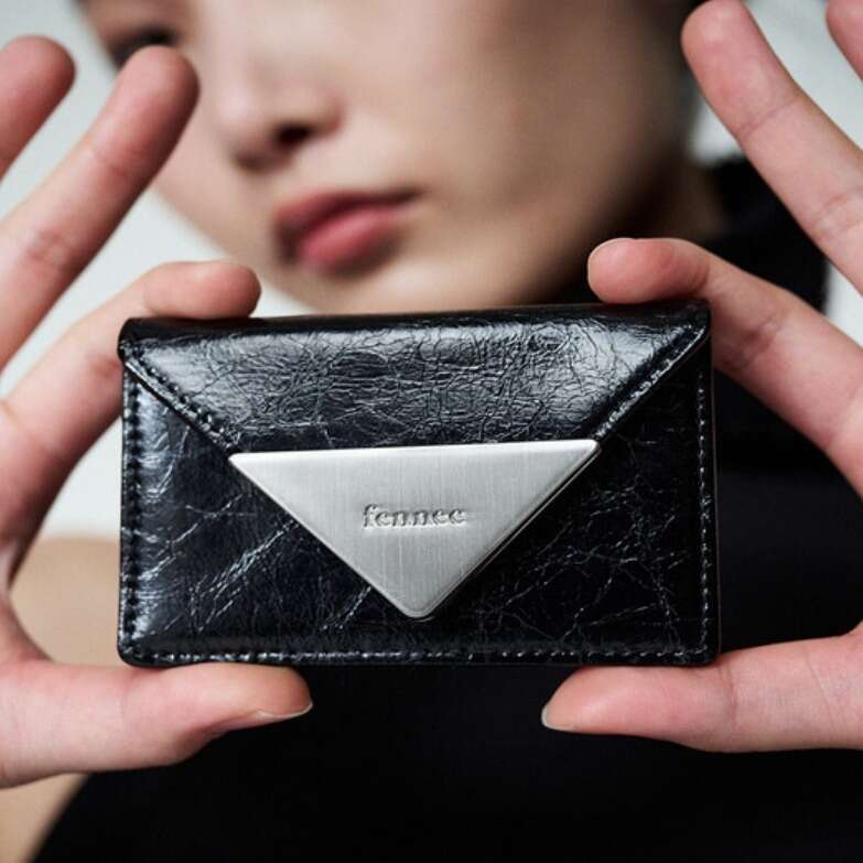 Korean Niche Fennec Patent Leather Classic Triangle Portable Card Coin Purse Multicolor Wallet ID Holder Trendy