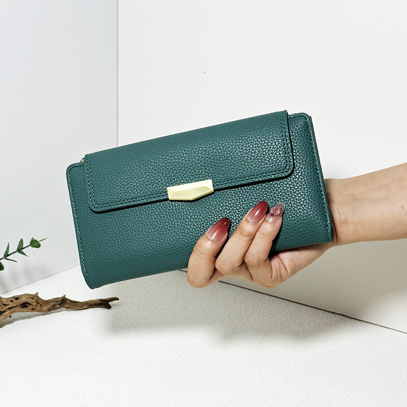 Free Shipping 2025 New Designer Bag Lychee Texture Women's Long Wallet High-end Multi Slot Leather Card Bag Exquisite And Practical Coin Bag