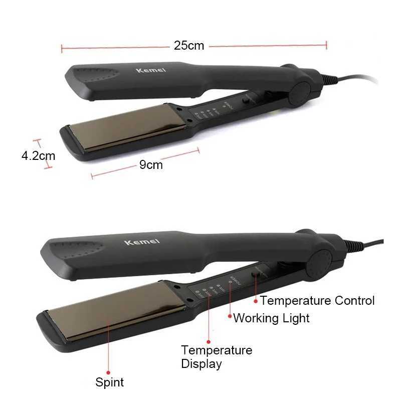 Kemei KM-329 Professional Hair Straightener Electric Hair Curler Flat Iron Negative Ion Curling Dryer and Straightening Brush W250610