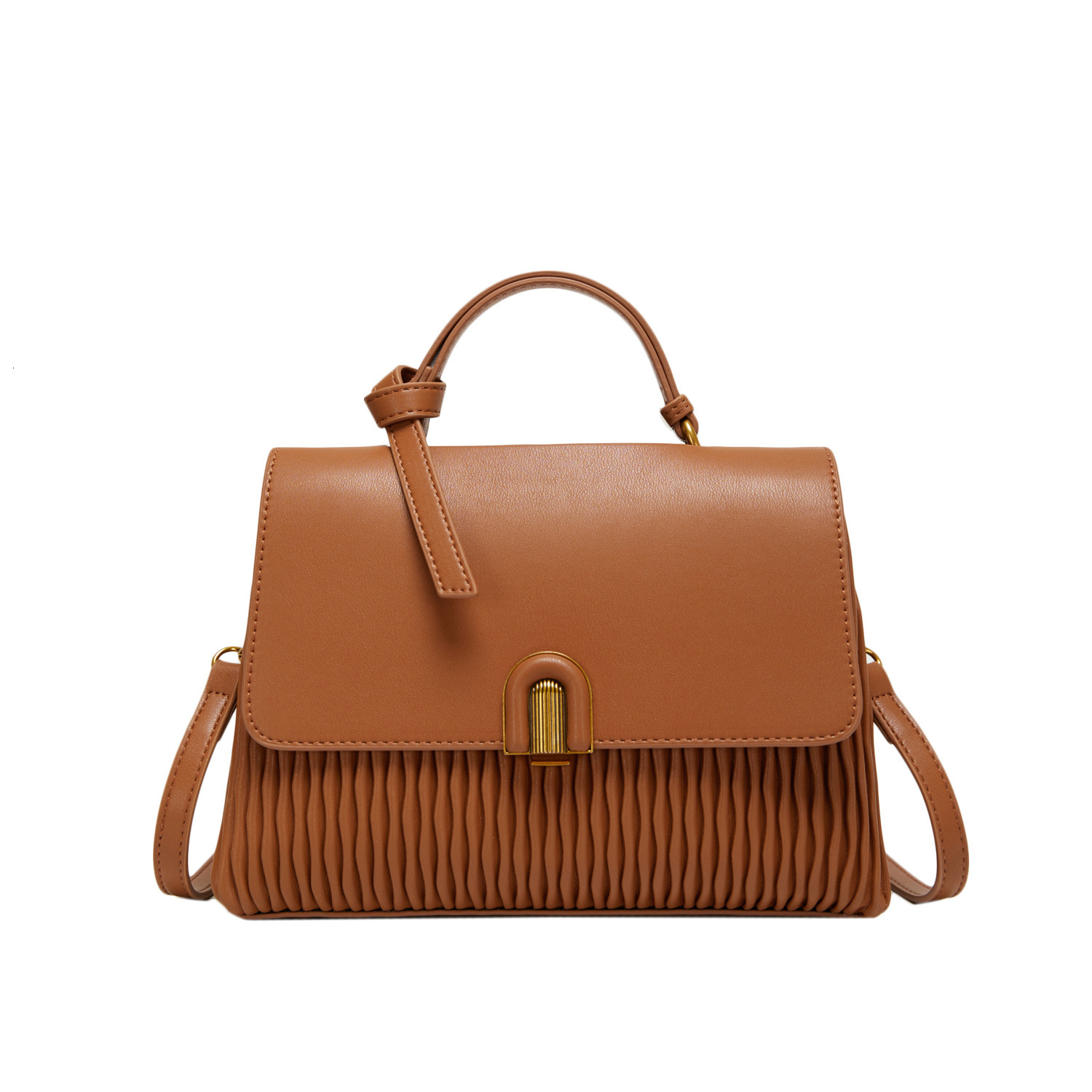 New Single Shoulder Women, Fashionable Pleated Large Capacity Handbag, Elegant Soft Leather Commuter Crossbody Bag for Women