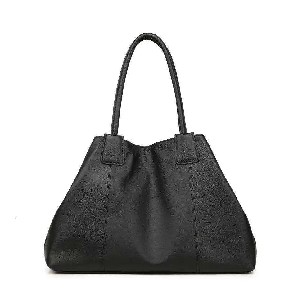 Fashion Large Handbag Women Soft Genuine Leather Shoulder Bags Simple Design Composite Bag Female Casual Shopping Tote