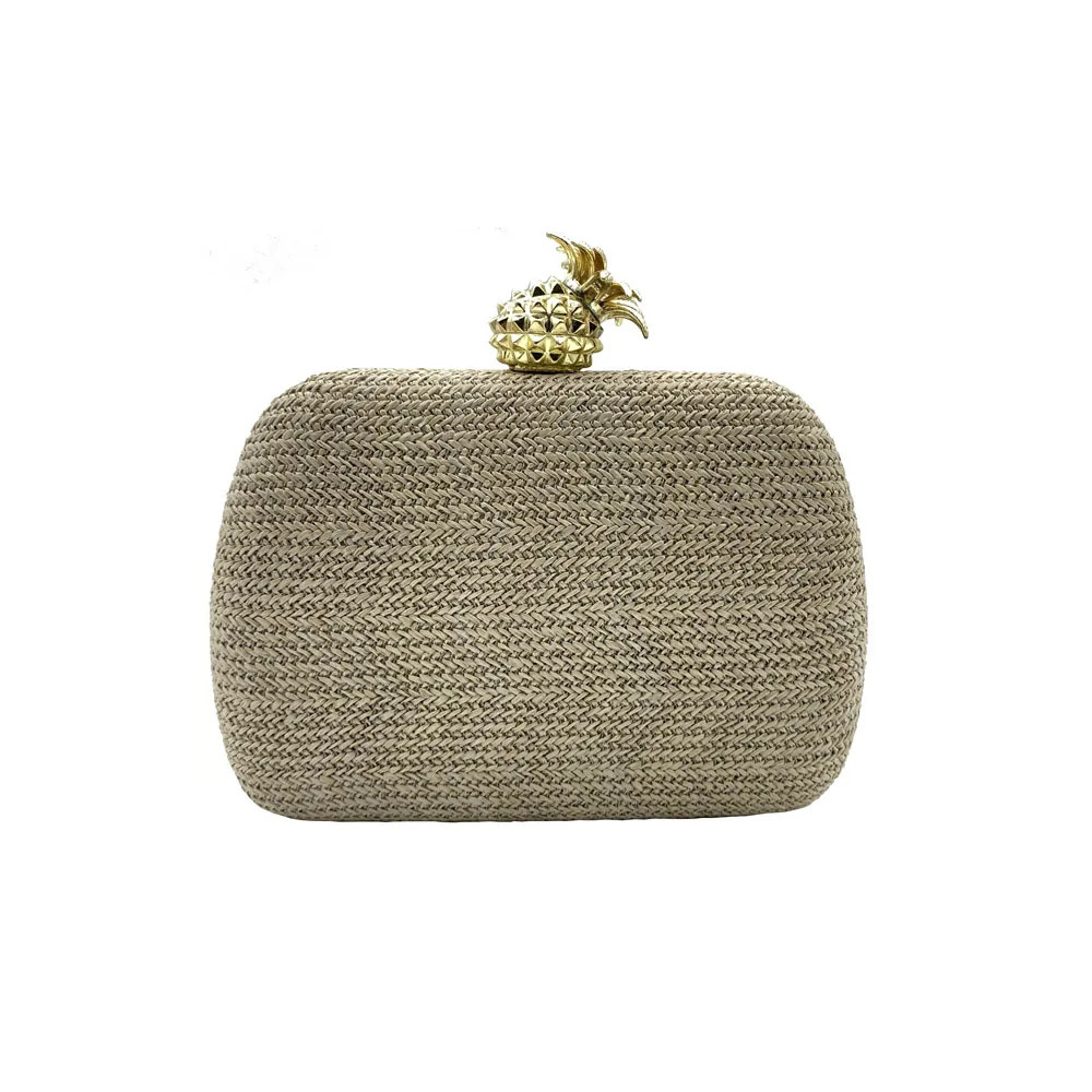 Fashion Pineapple Women Evening Bags Ladies Raffia Material Summer Clutch Purse Shoulder Chain Wedding Party Handbags 250605