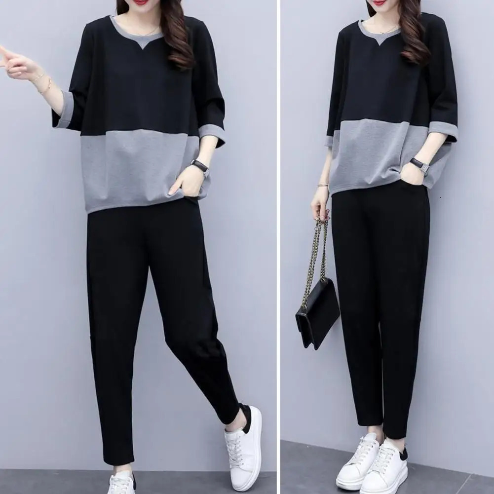 Spring Summer Two-Piece Set Women Korean Loose Large Size Tracksuit Female Clothing Casual Ladie Pant Suit Outfit 250609