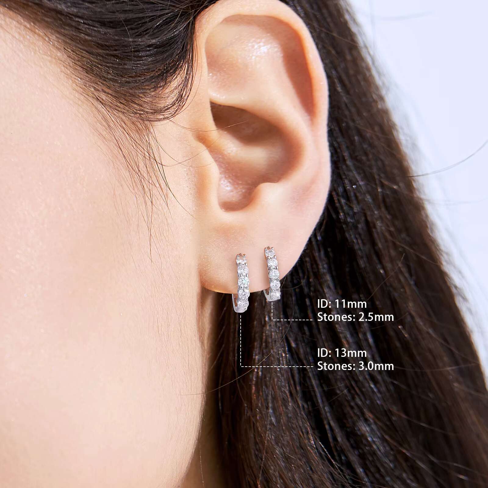 Valentines Gift D Color VVS1 Brilliant Round Cut Moissanite Lab Grown Diamond Huggie 925 Sterling Silver Hoops Earring for Women