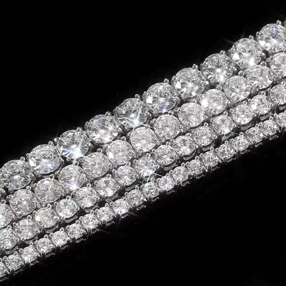 OACOCA 925 Sterling Silver Moissanite Necklace Hiphop Jewelry Ice Out Chain with Diamond GRA VVS Moissanite Tennis Link Chain
