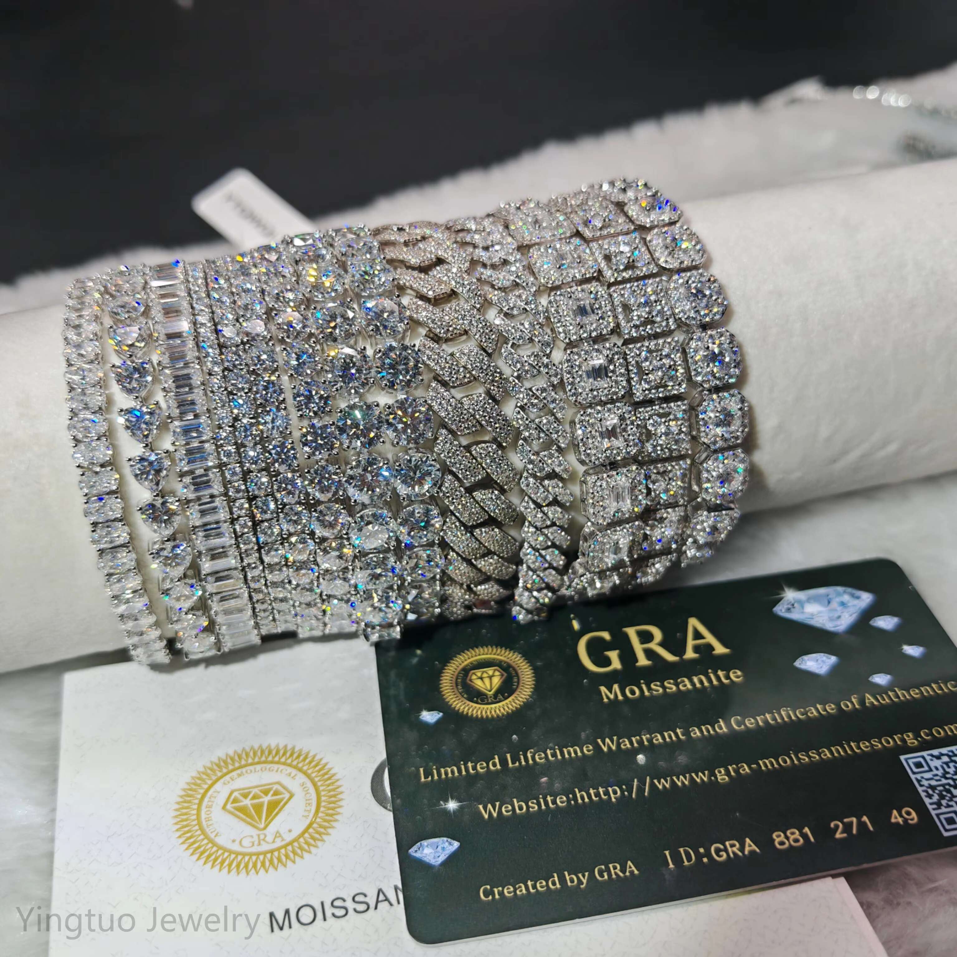 OACOCA 3MM/ 4mm /5MM/6MM/6.5MM D VVS1 Moissanite Tennis Chain Necklace Bracelet Hiphop Style Chain Necklace With GRA Certification HOT