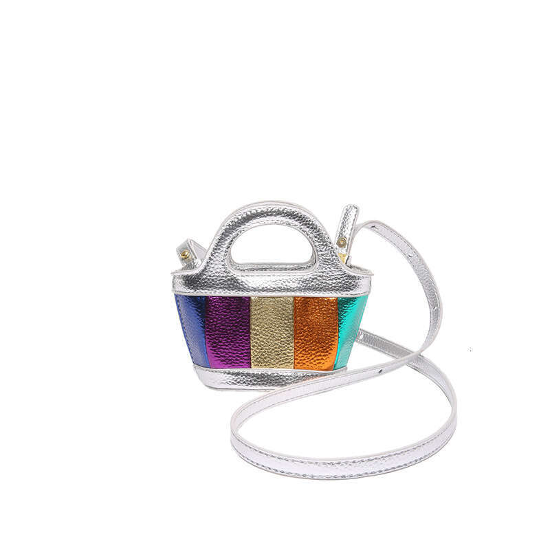 2024 New Fashion Color Block Mini Basket Bag High-end Texture Litchi Pattern GUHUISHU