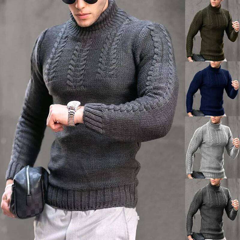 2025 European American Autumn And Winter New Warm Trade Turtleneck Sweaters Men's Casual Pullovers