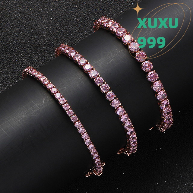 OACOCA 3mm 4mm 5mm Tennis Chain Bracelet pink Tennis Bracelet