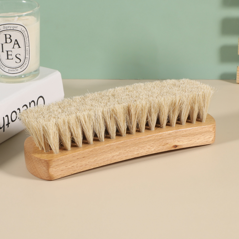 Pig hair solid wood shoe brush multifunctional non damaging shoe leather shoe leather care dust removal and oiling household cleaning brush care brush