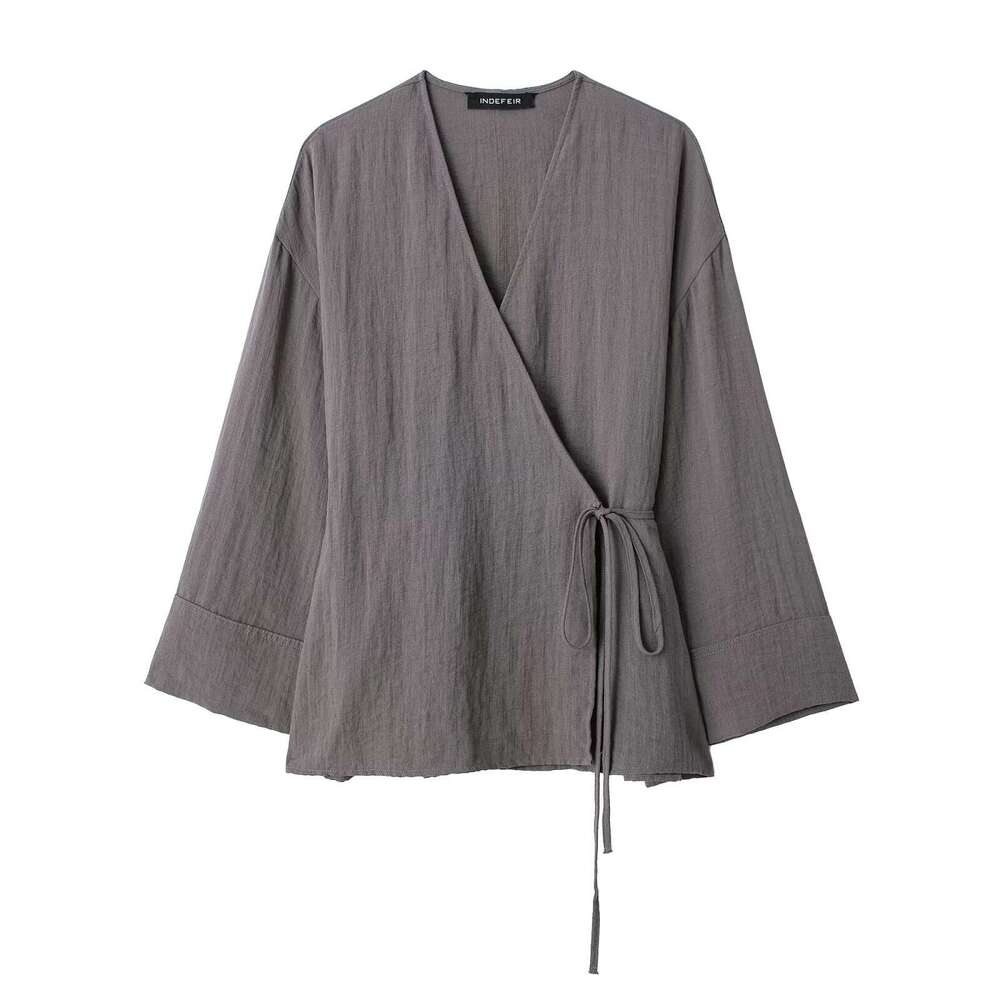 Wind Texture Double Collar Kimono Outerwear27743textured Pajama Style Pants27431set B5
