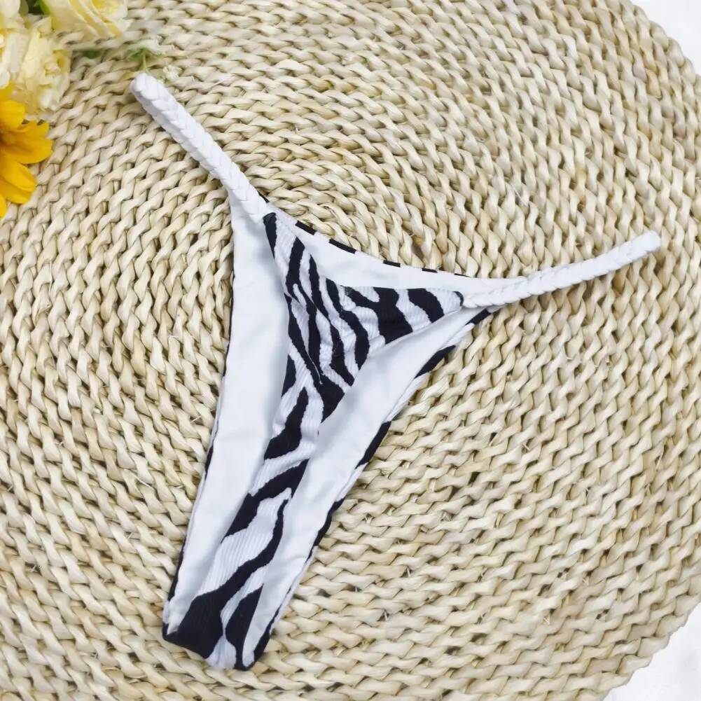 Durable Set Stylish Lace-up Halter Bikini Sets Quick Drying Beachwear with Braided Rope Breast Pads 2pcs/set Women's