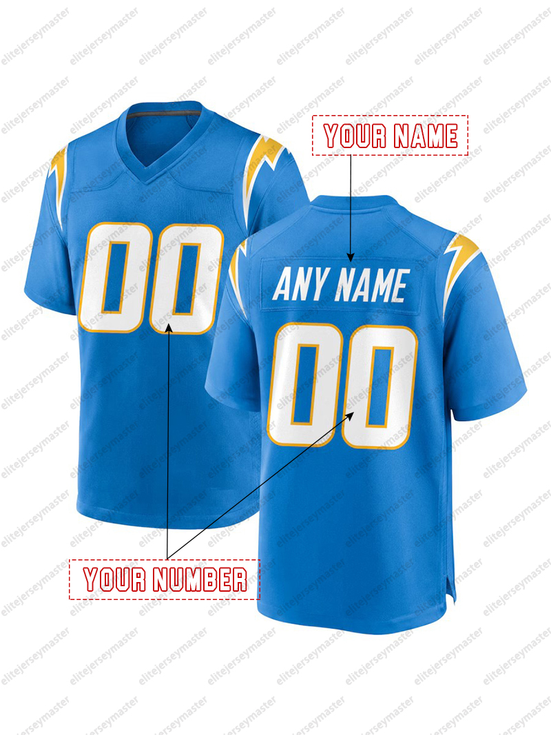 Omarion Hampton 8 Cities Football Jerseys Justin Herbert 10 Ladd McConkey 15 Custom Any Number Name For Men Women Youth