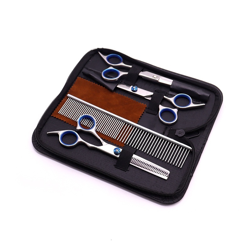 Pet Grooming Tool Kit Set Dog Straight Curved Thinning Scissors Cat Floating Hair Removal Stainless Steel Rake Comb