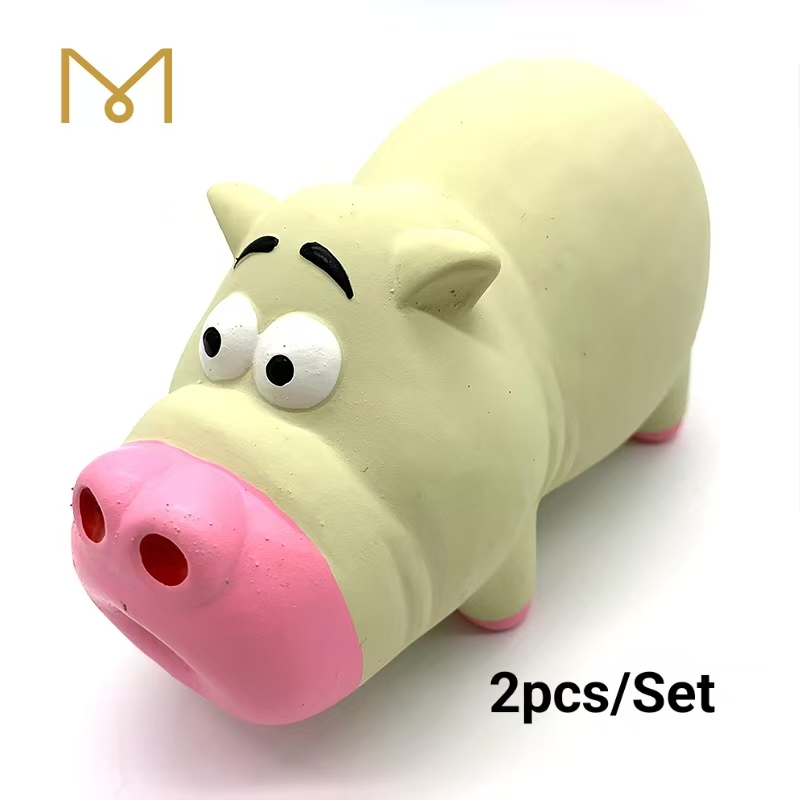 Latex Pig Chew Dog Toys Pink Wholesale Squeaky Natural Soft Rubber Pet Dog Toy 2pcs/Pack