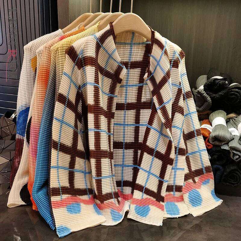 LANMREM Korean Classic Printed Cardigan Top Summer Loose Casual Pleated Shirts For Women 2025 New Sunscreen Clothing 2Db3212