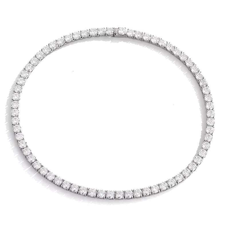 OACOCA 925 Sterling Silver 6.5MM 1 Round Cut D Color VVS1 Classic Diamond Necklace Moissanite Tennis Necklace for Men Women