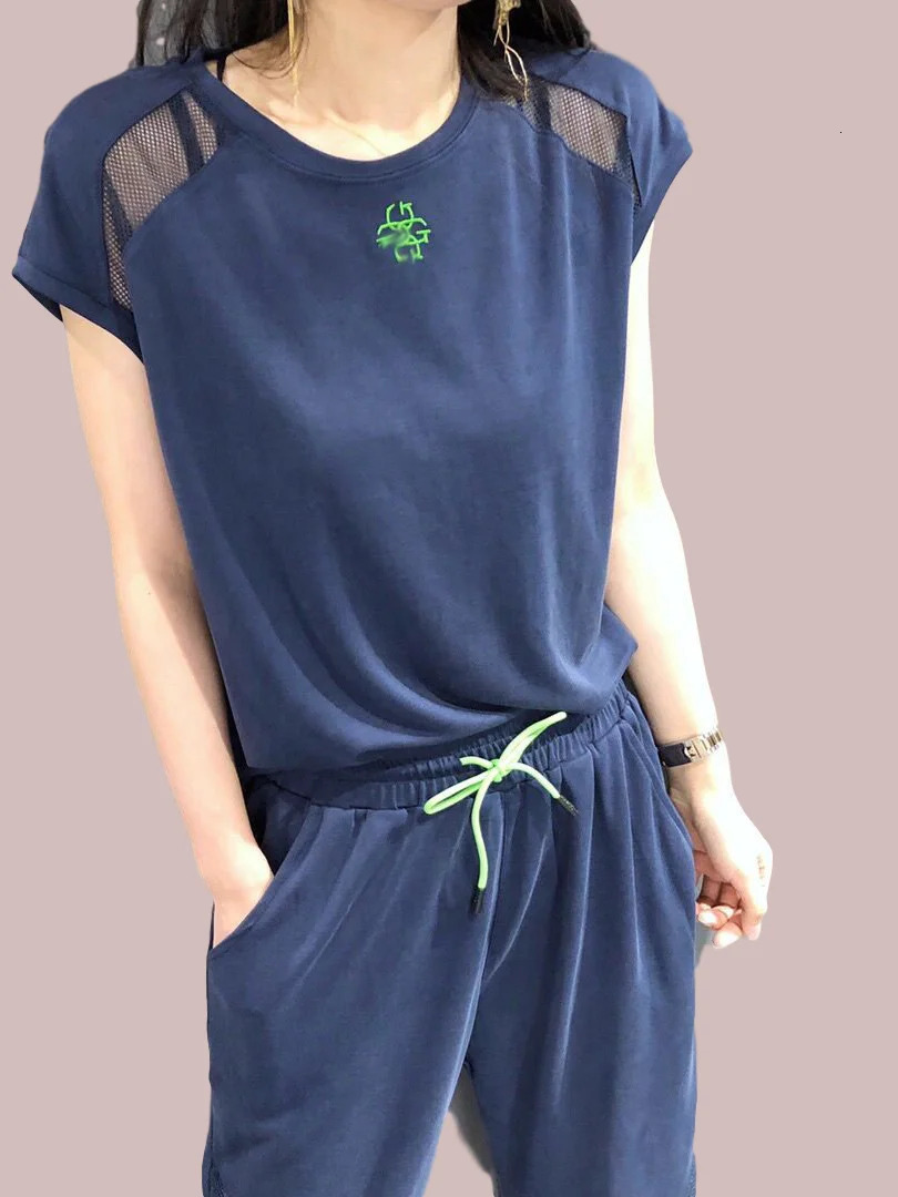 Tracksuit Set Women Summer Fashion Foreign Style Short Sleeve Harlan Slim Casual Two-piece Sports Suit Woman Sportswear 250609
