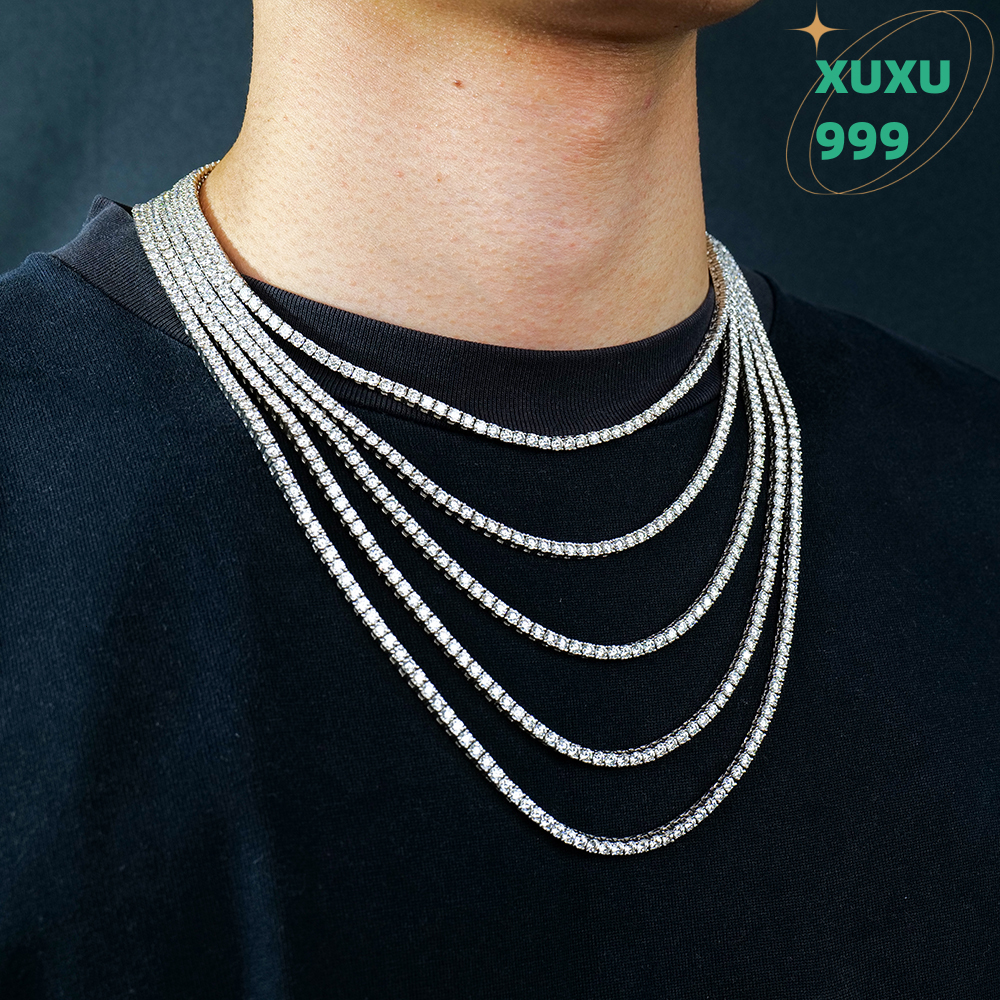 Custom High Quality Mens Womens Jewelry 3mm 16-24inch S925 Silver Out Tennis Chain Mossanite Moissanite Necklace OACOCA