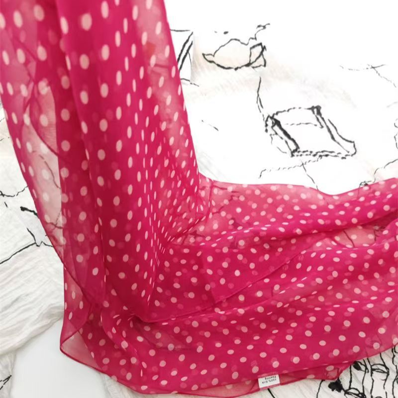 K972 New Georgette small polka dot silk scarf square dance photo decoration polka dot gauze scarf long thin scarf sunscreen wholesale
