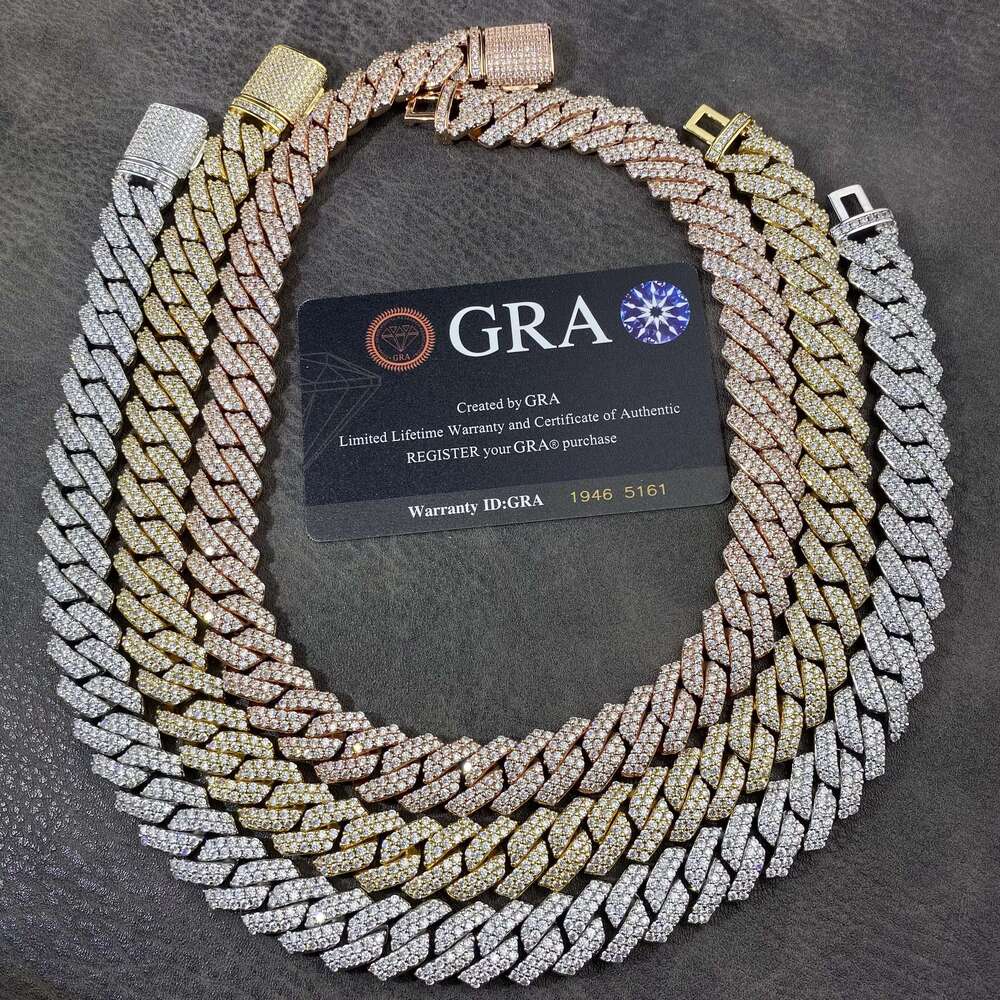 OACOCA Diamond Tester GRA Moissanite Luxury Rapper Hip Hop 925 Silver 14mm Cuban Link Chain Bracelet Custom Hip Hop Fine Jewelry